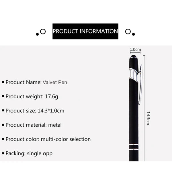 Customised metal black pen velvet textured