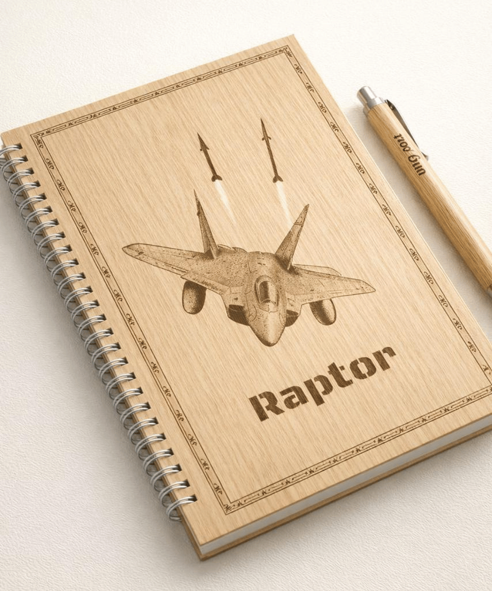 Personalized Aviation Wooden Notebook