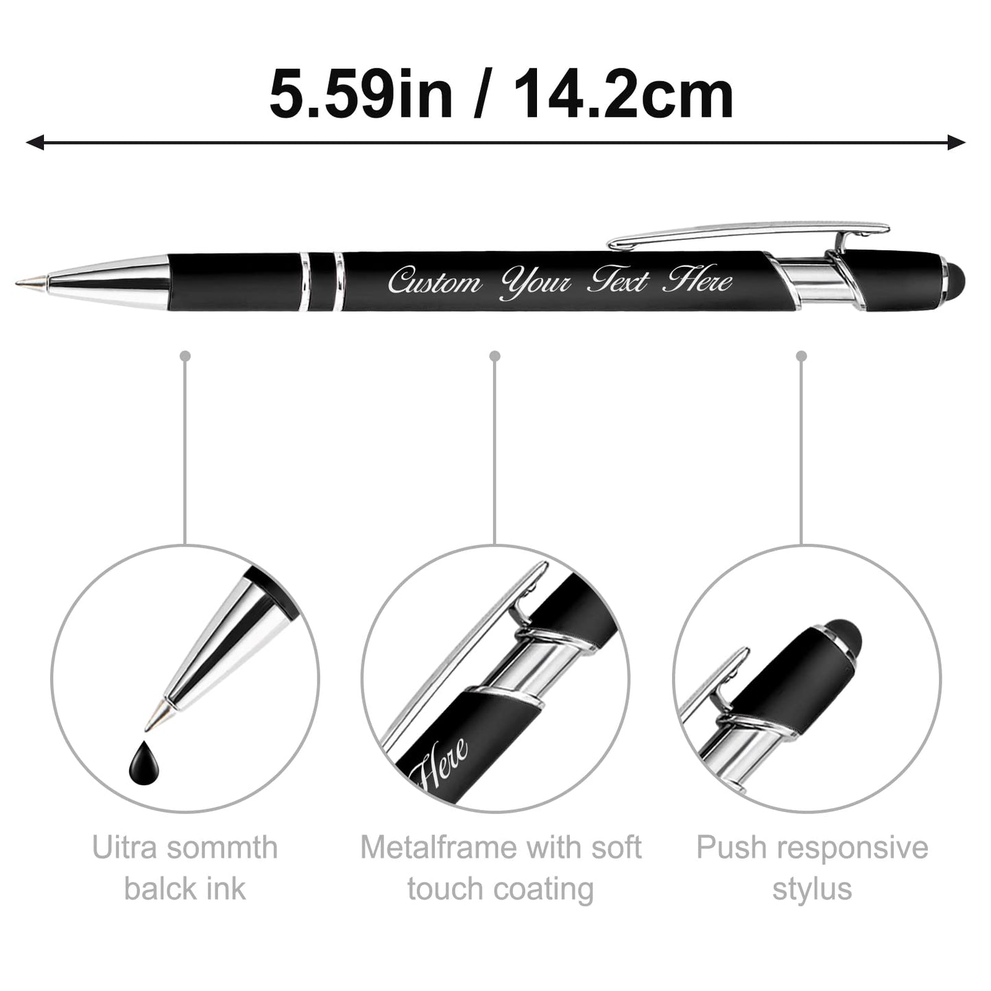 Customised metal black pen velvet textured