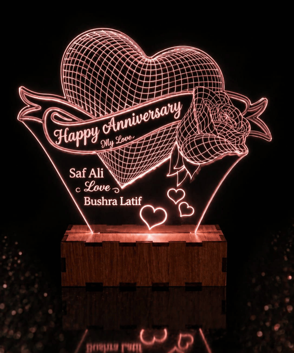Personalized Anniversary Heart Lamp