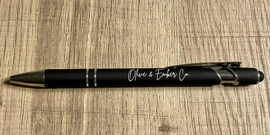 Customised metal black pen velvet textured